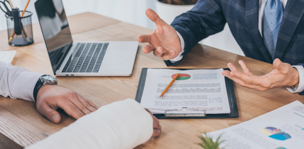 Injured person talking to a lawyer