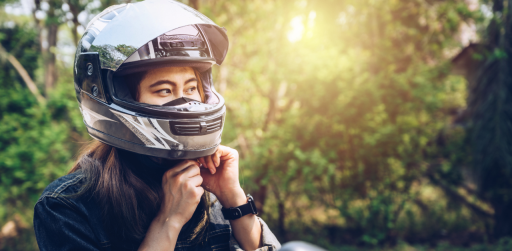 Woman Wearing Motorcycle Helmet